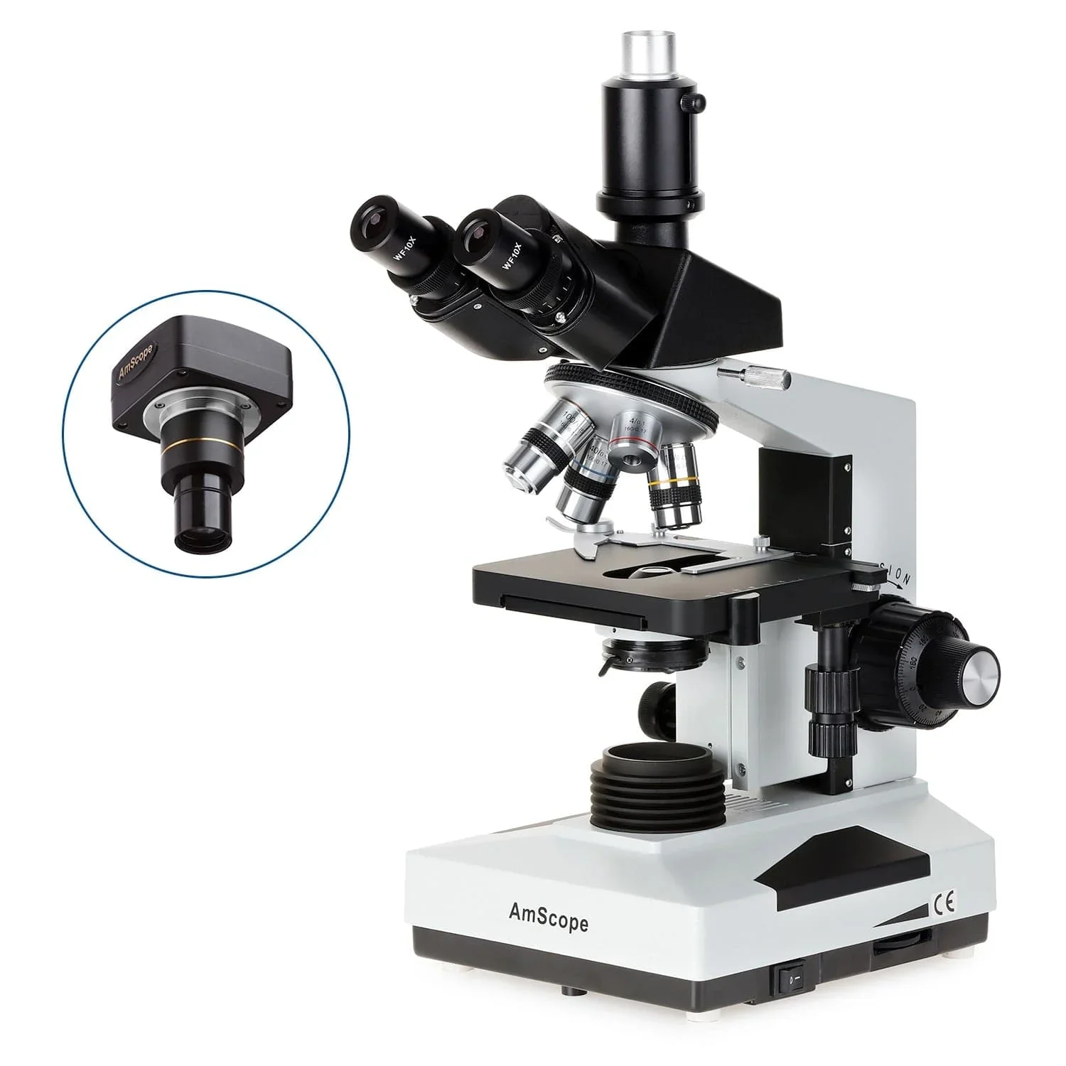 AmScope 40X-1000X Trinocular LED Compound Microscope w/ 1.3MP USB 2.0 C-mount Camera