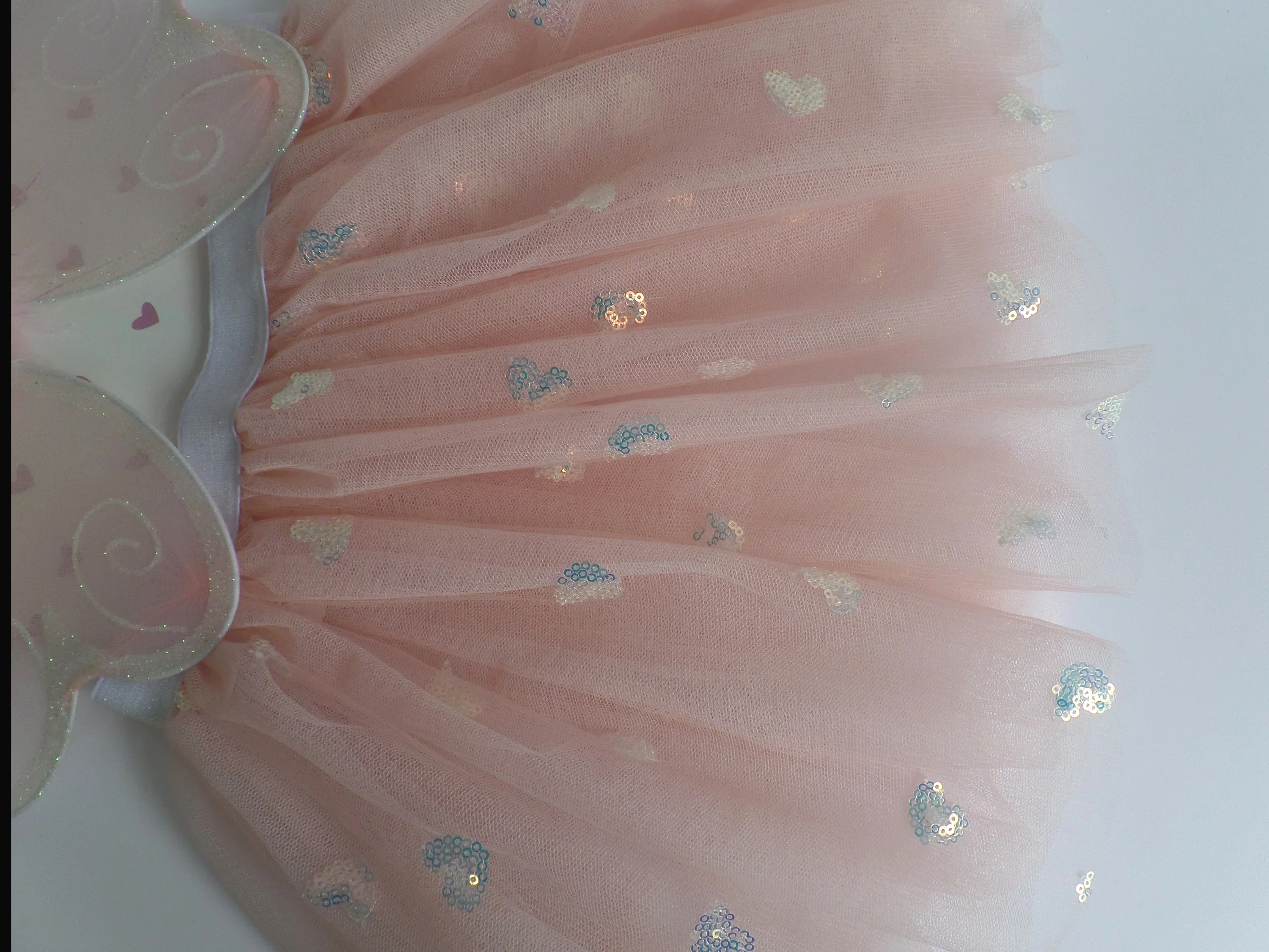 Girls Mesh Skirts Princess Pretty Love heart sequin Tutu Embroidery  Lace Dance Clothes with butterfly wings set for girl