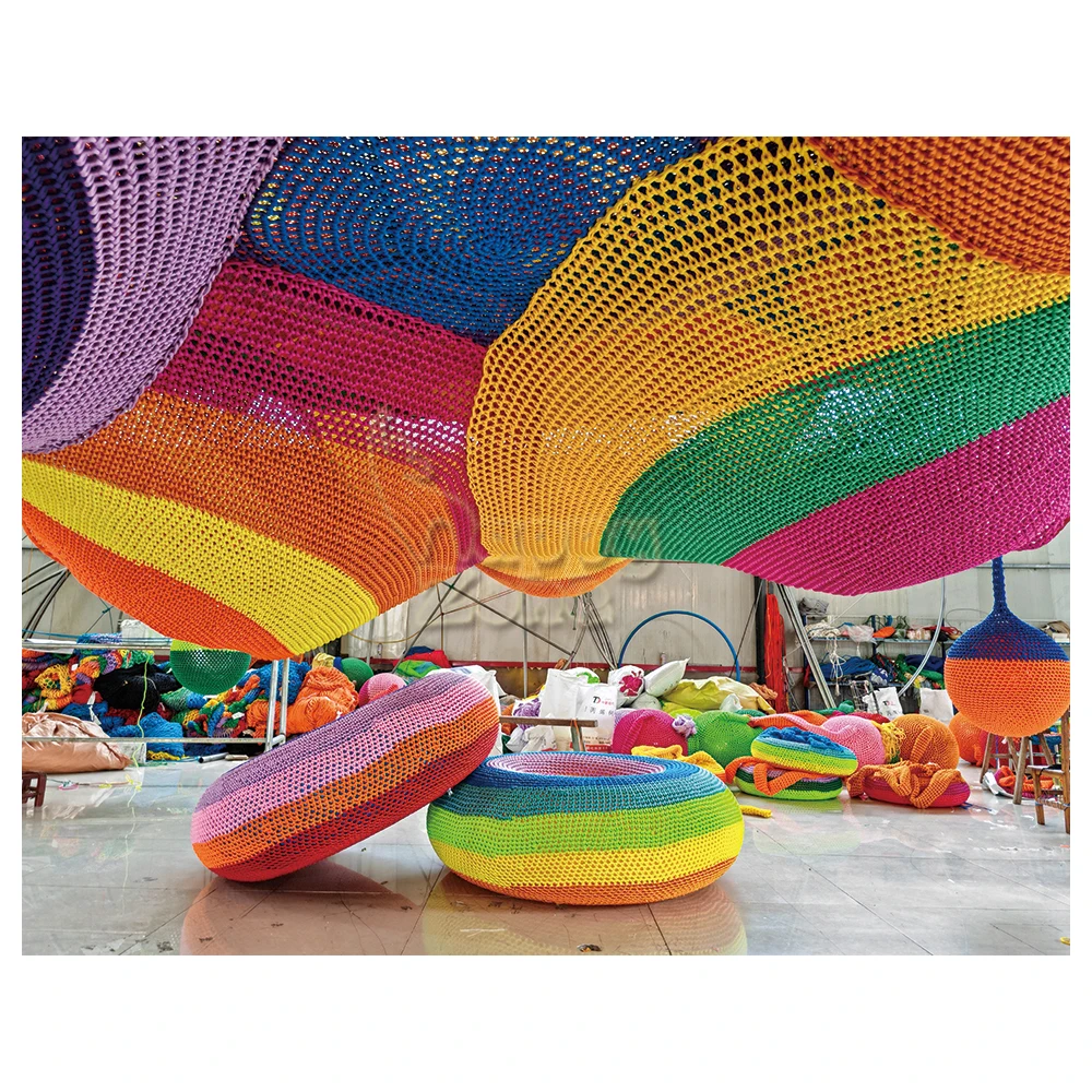 Honeycomb Rainbow Climbing net Indoor Playground Equipment Crocheted Rope Net for outdoor playground indoor crochet playground