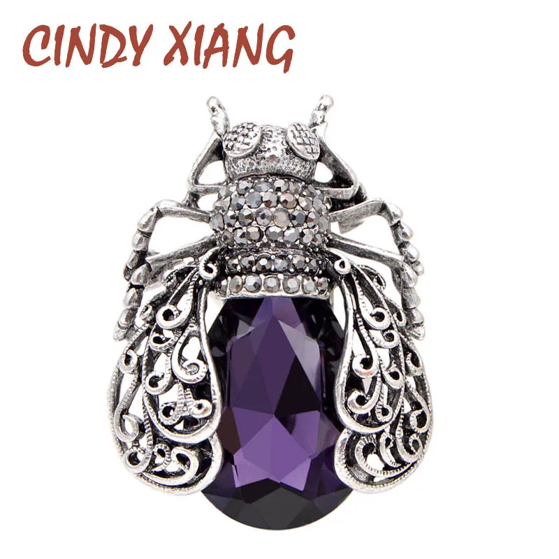 
3 Colors Choose Crystal Bug Brooches for Women Vintage Fashion Beetle Pins Hollow-out Style Brooch High Quality Drop Shipping 