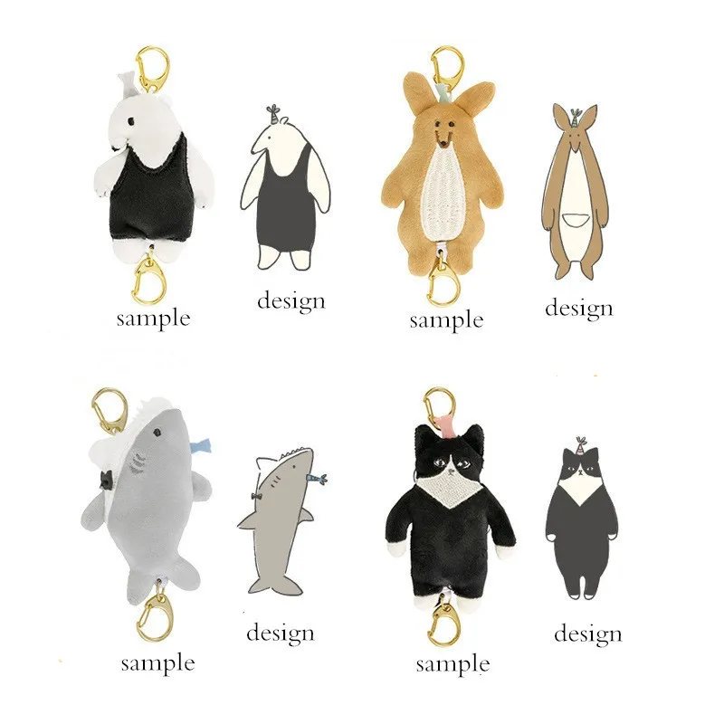 Высокое качество фабрика индивидуальный логотип животные плюшевые кольца игрушки сделанные на заказ плюшевый брелок