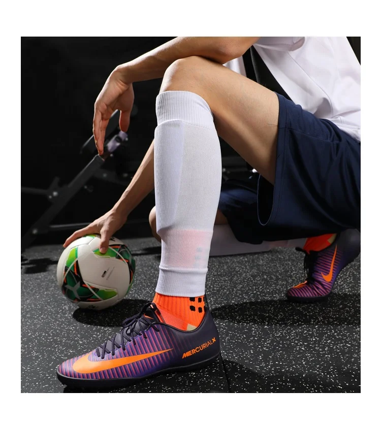 Football Socks Leg Brace Sports Compression Calf Sleeve Soccer Shin Guard Support Pads