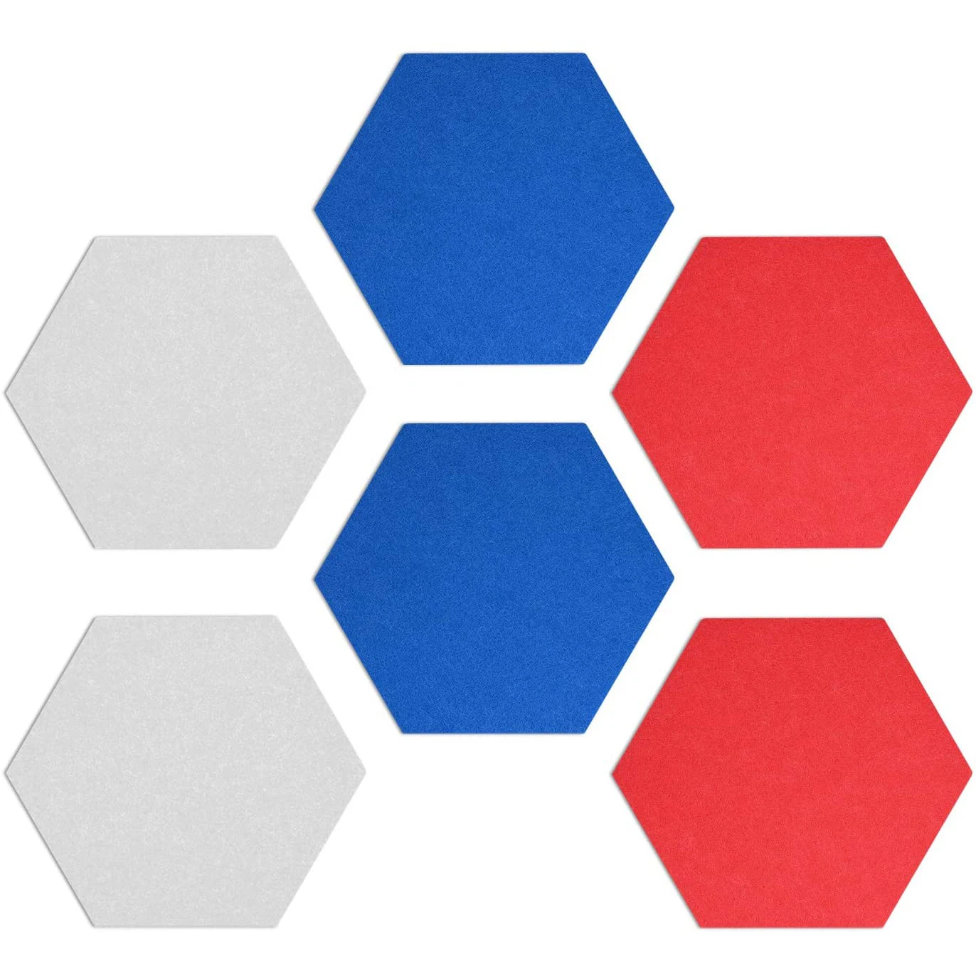 Set of 6 Hexagon Felt Board Tiles Notice Memo Bulletin Boards with Push Pins Pack 5.9 x 7 inches