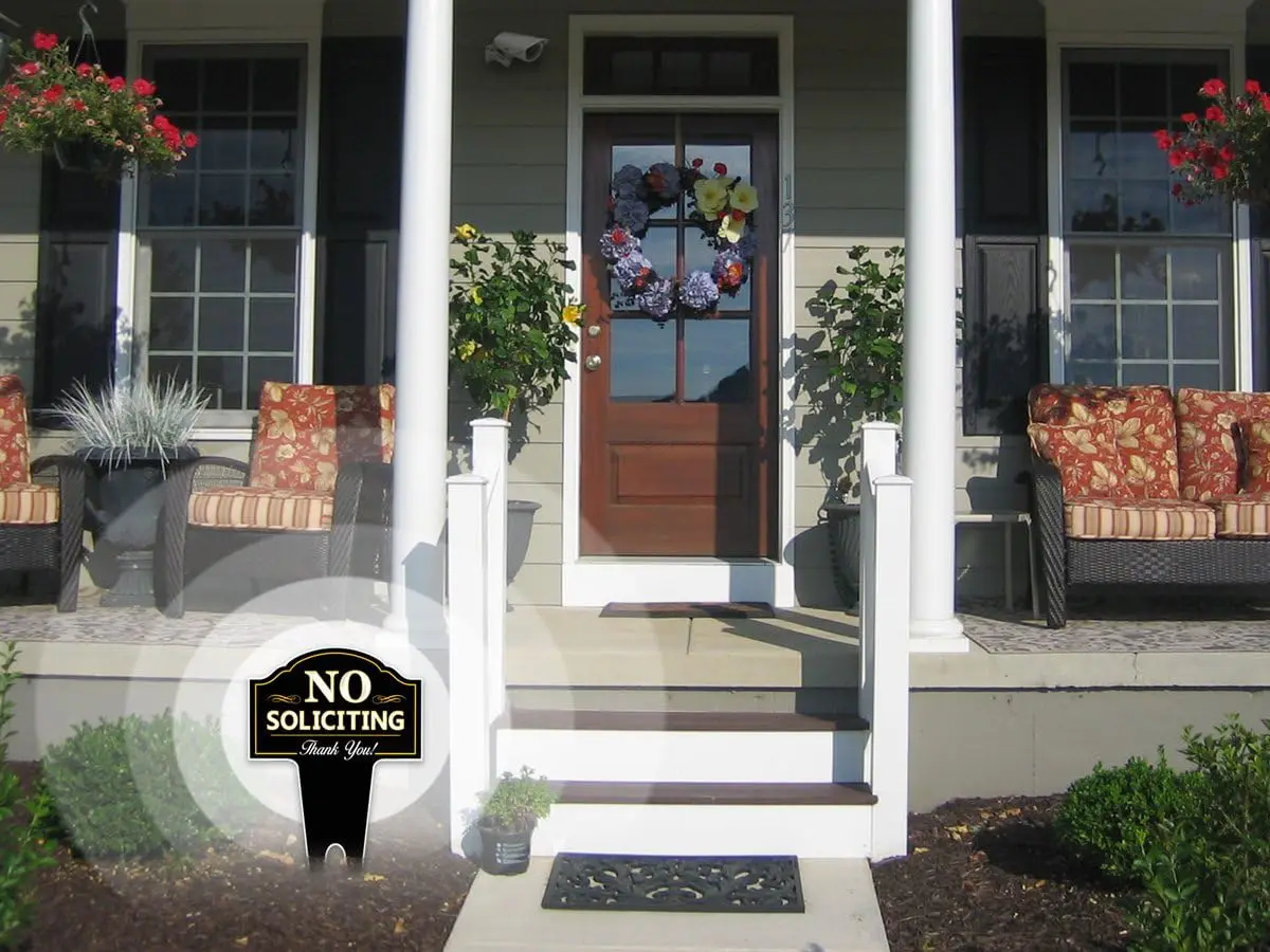 Custom Heavy Duty Garden Plaque Metal Indoor/Outdoor Sign No Soliciting Sign with Stake for Yard