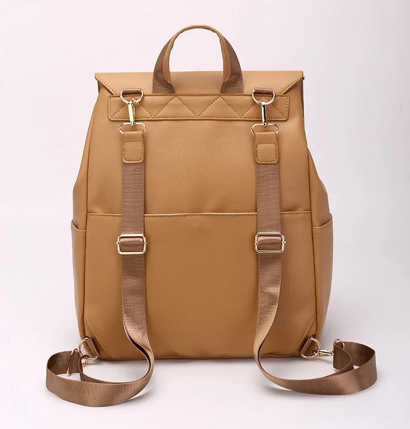 Faux Leather Diaper Bag Backpack,large capacity Diaper Backpack with Changing Pad multi-function baby changing bag for mom