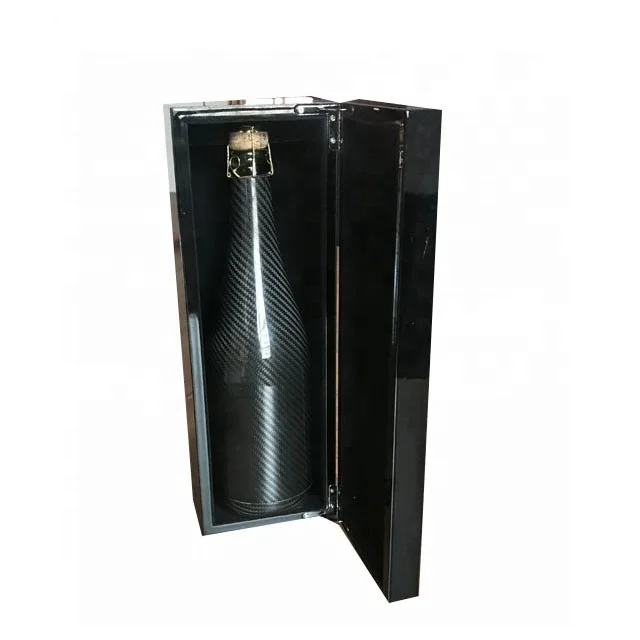piano black lacquer finish luxury wooden champagne bottle box