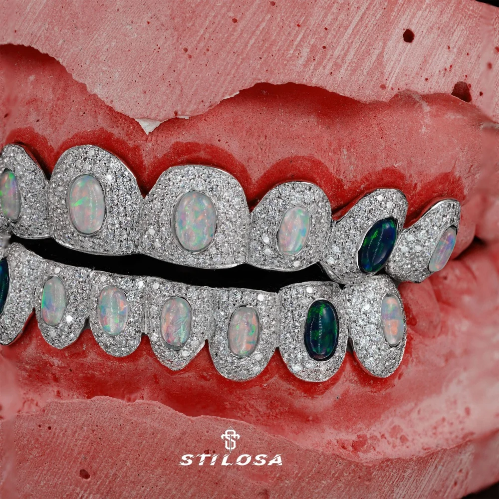 Hip Hop Fine Jewelry 10 Top 10 Bottom custom grillz  925 silver gold plated  Vvs Moissanite  Teeth Grillz  Diamond Grillz