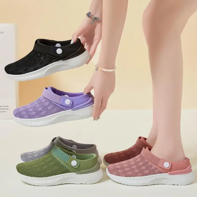 Hot summer female wholesale casual breathable outside wearing slippers fashion simple close toe slippers manufacturers shoes