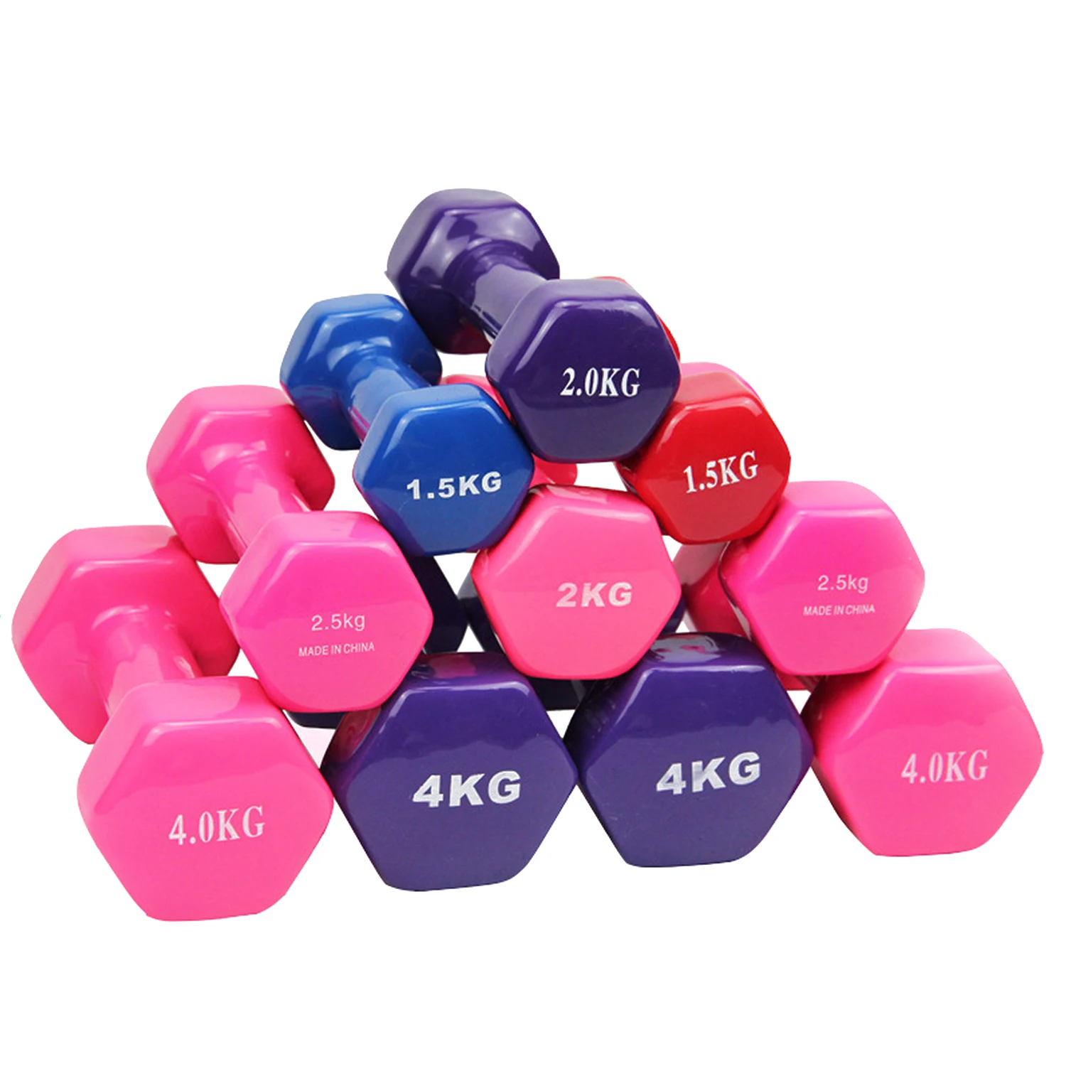 Neoprene Dumbbells Factory Supply Color Cast Iron Rubber Coated Hexagonal Dumbbell