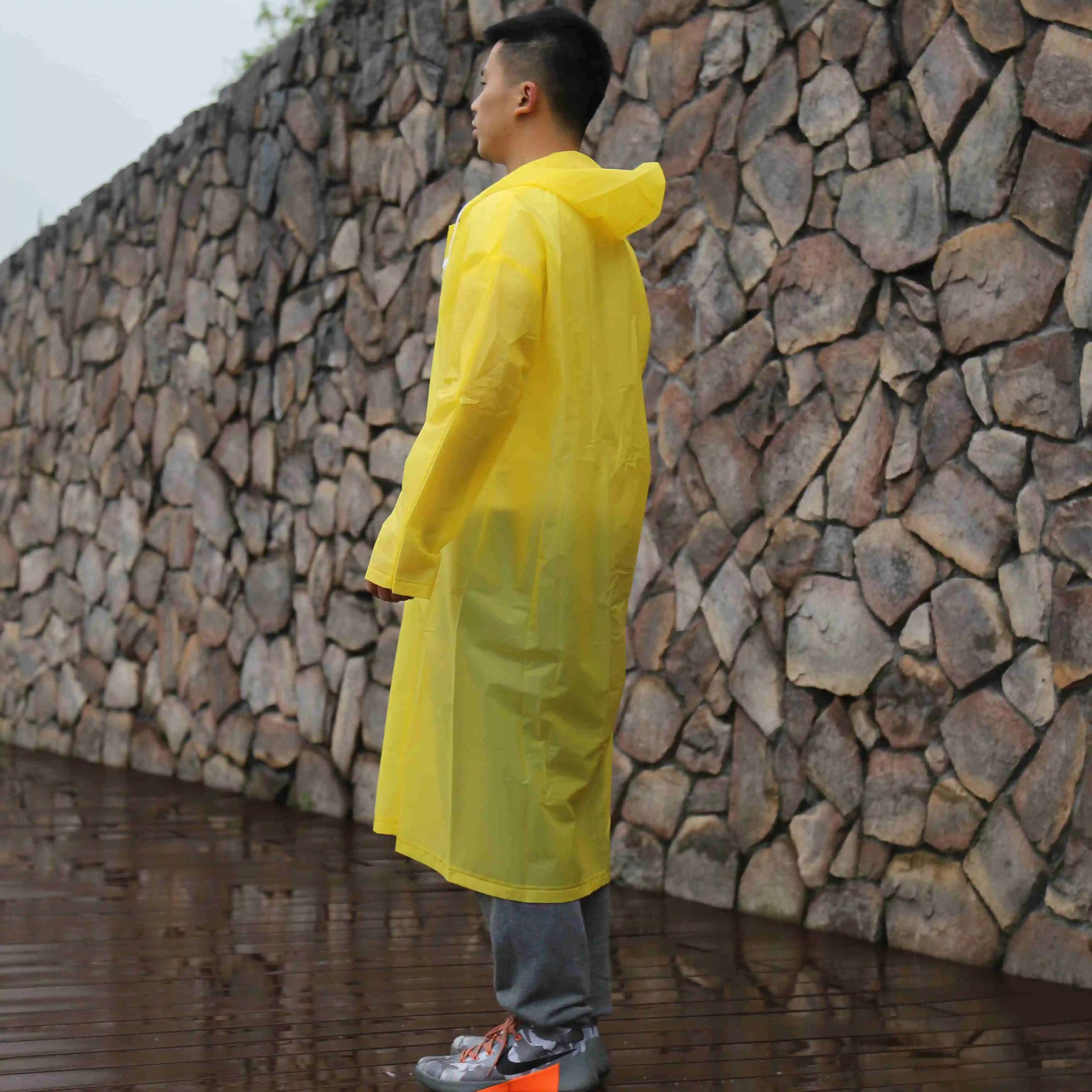 button front plastic raincoat many color choice in stock