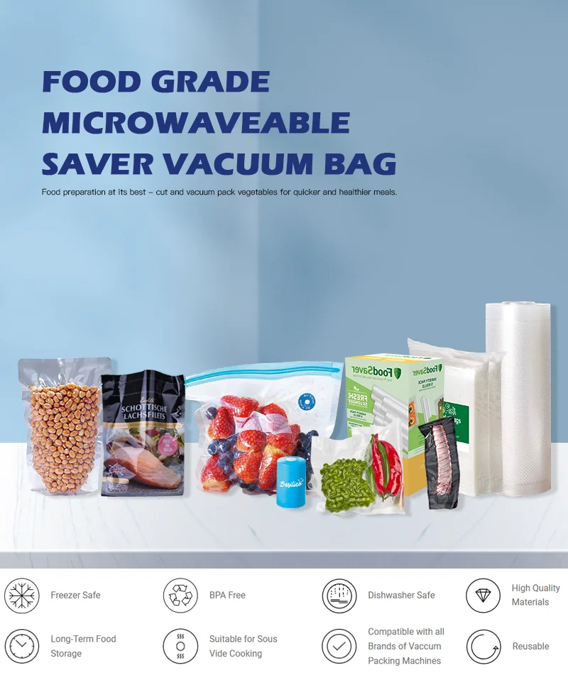 Custom Food Vacuum Sealer Plastic Fish Packing Bags For Sea Food