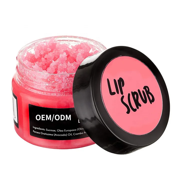 OEM Rose sugar natural lemon strawberry flavor vegan organic private label container  lip scrub