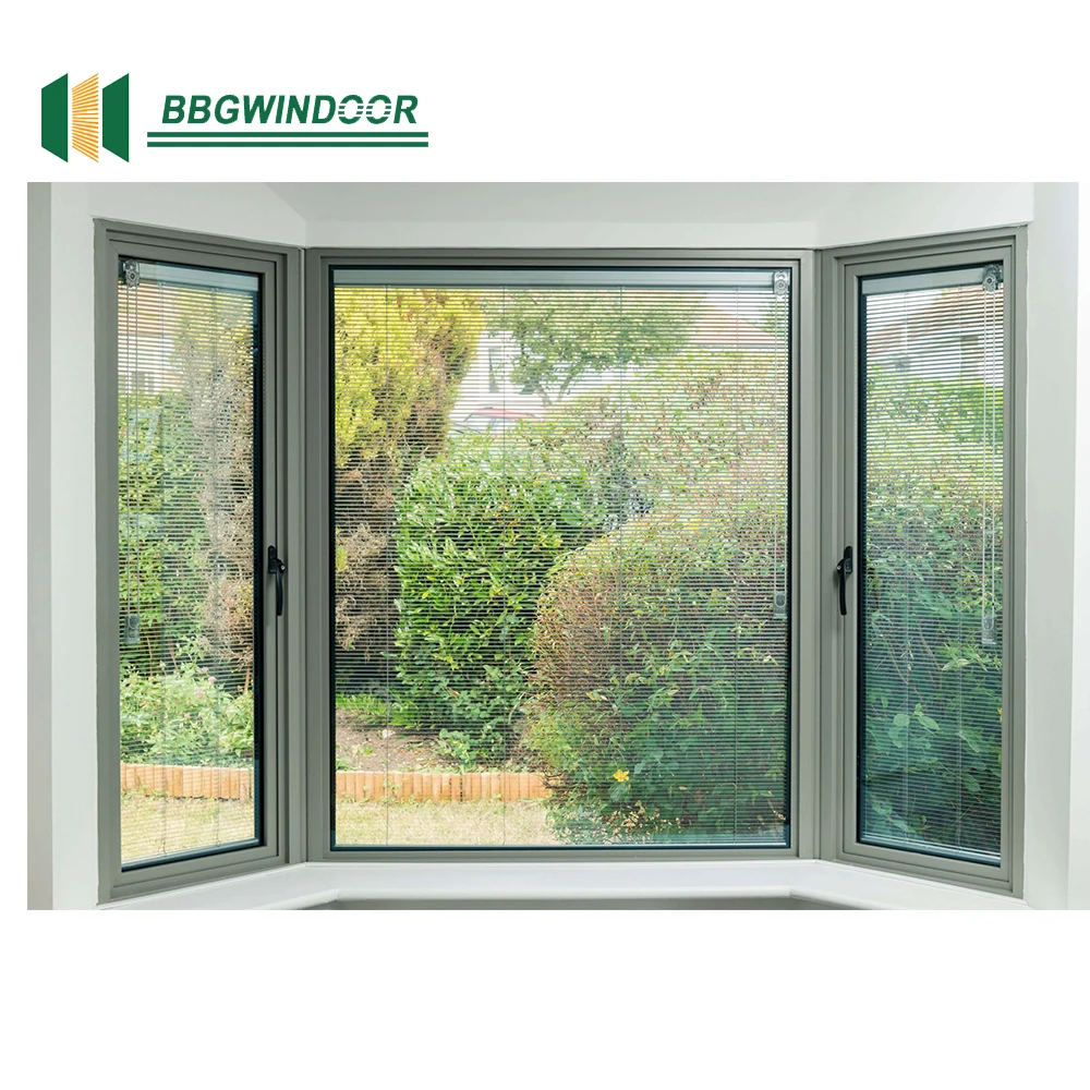 BBGWINDOOR privacy protection professional windows aluminum casement window with built in blinds