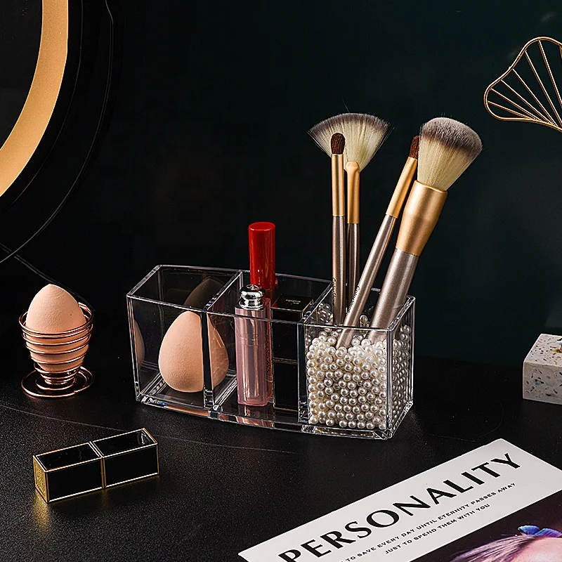 Clear Makeup Brush Holder Organizer Cute Pen and Pencil Holder for Desk