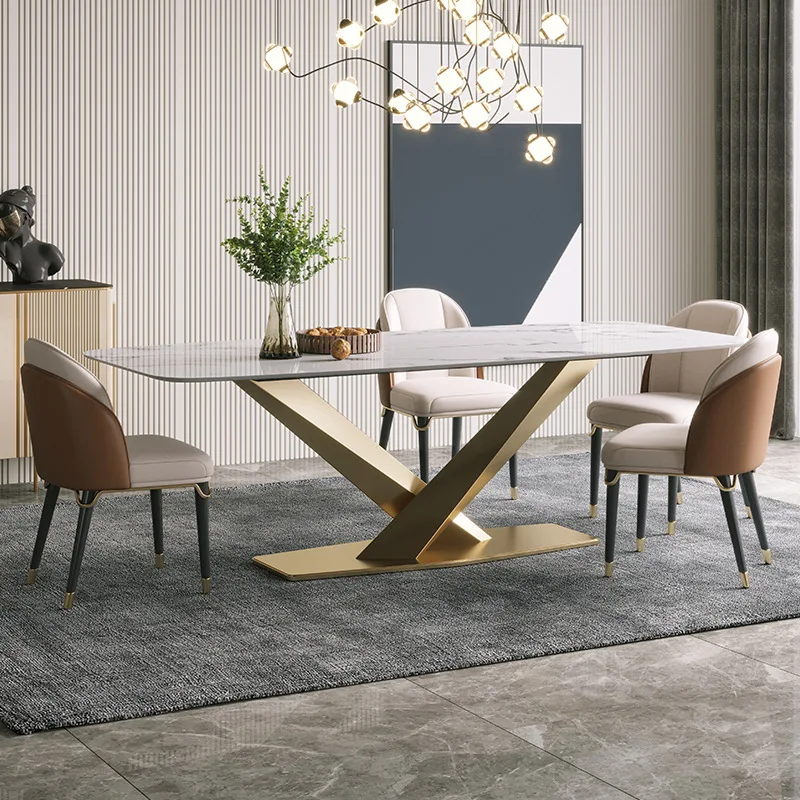 Morden Luxury design marble top dining 4~8 chairs table set dining room furniture table and chairs for dining room