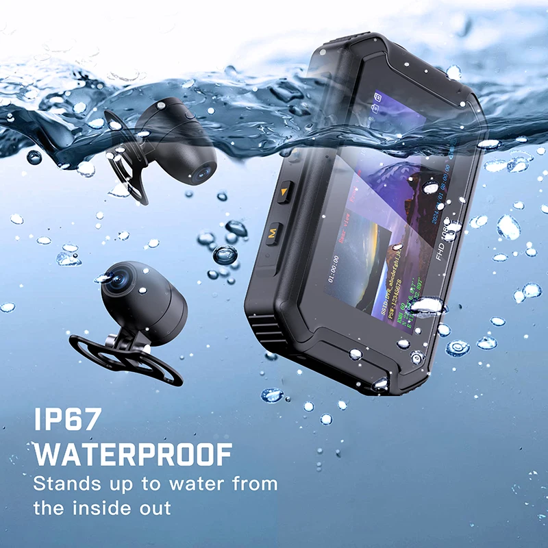 HD 1080p WiFi Motorbike Video Recorder with 3.0-Inch LCD Screen Night Vision Front & Rear Dual Recording 1-Year Warranty