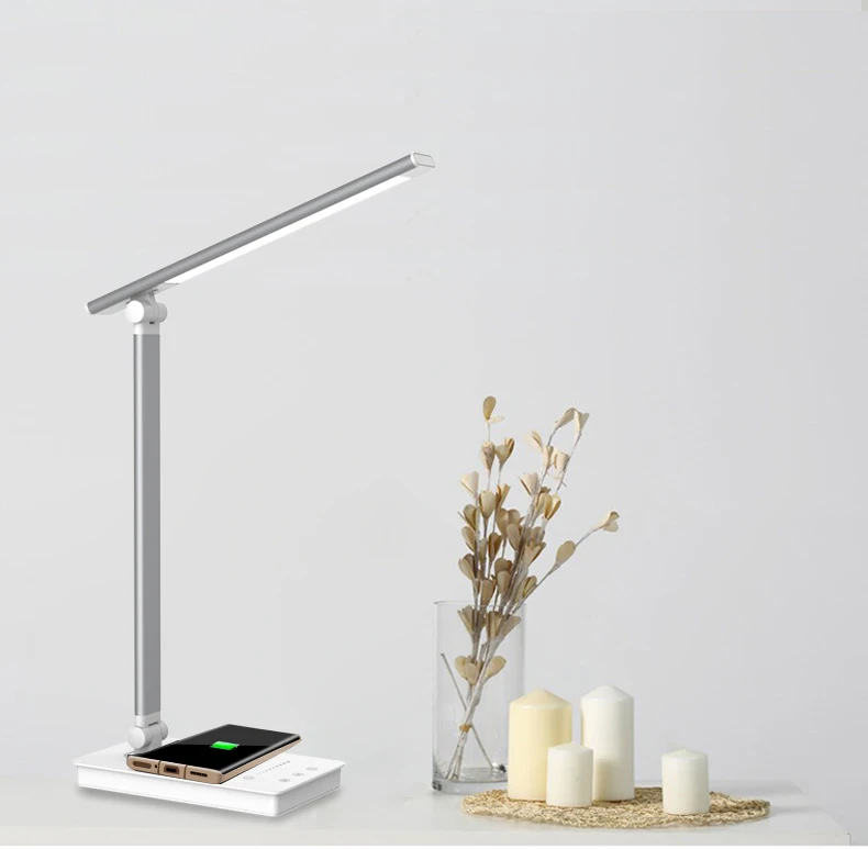 flexible folding 10 level dimming Children eye care children kids led table book study reading desk lamp with wireless charger