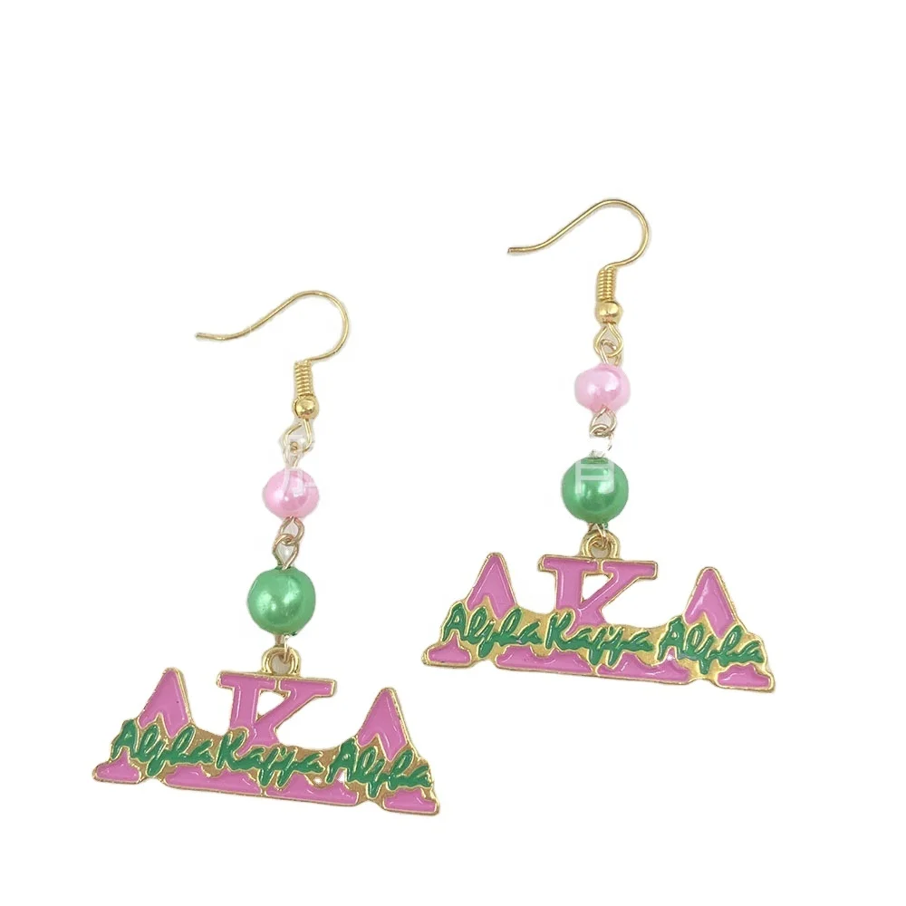 Sorority College Jewelry Metal Alloy Crystal Greek Letter ZPB Symbol Delta Sigma Sorority Earrings