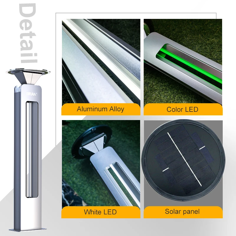 Saving Energy Solar Bollard Lights Outdoor Led Garden Lights with Voice Sensor Aluminum Alloy Design Lighting