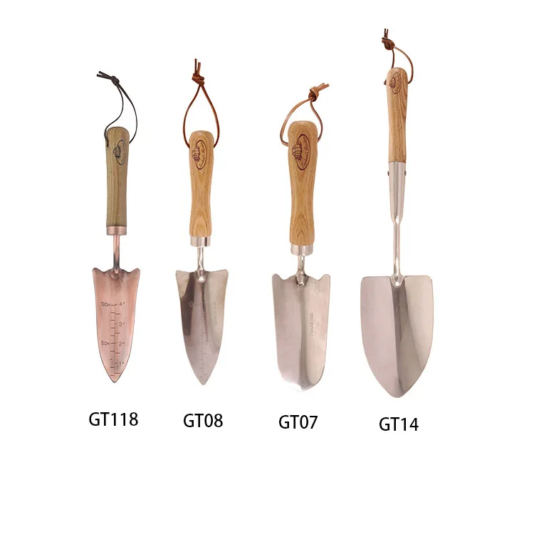 Esschert Design High Class Leather Loop Wooden Handle Garden Tool Stainless Steel Shovel