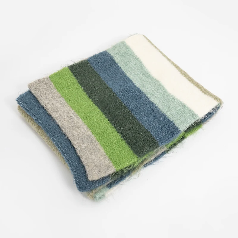 Women Fashion Thick Windproof Warm Scarf Knitting Classic Solid Plaid Shawl Winter Rainbow Color Scarf