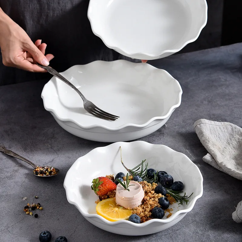 Plates 3 Piece Ceramic Dinner Flat Rim Melamine Size Plate Set White Dinner Mexico