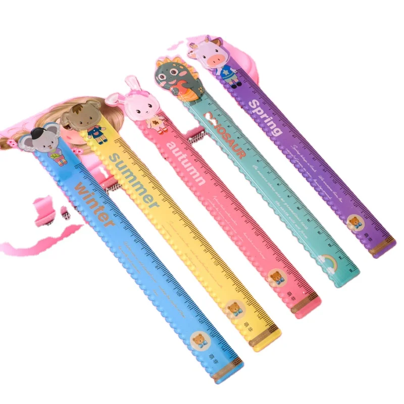Kids Cartoon Rabbit Drawing Straight Ruler Student Stationery Plastic Cute Animal Ruler
