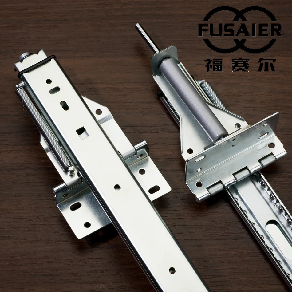 Fusaier Ball Bearing Drawer Guiding Slide Runner Pocket Door TV Track With Pneumatic Rod Telescopic Slide