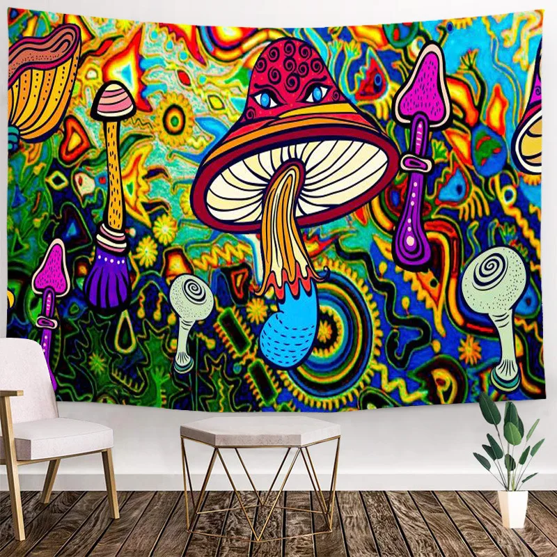 Wholesale Custom Logo Printed mushroom tapestry Cotton Room Decor Tapestry Wall Hanging psychedelic tapestries