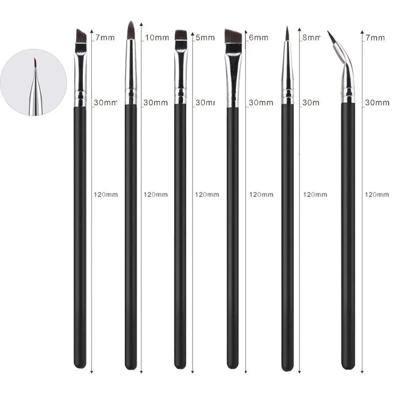 HMU Eyeliner Set Custom Logo Private Label Professional Ultra Thin Fine Angle Eye Eyebrow Liner Eyeliner Brushes