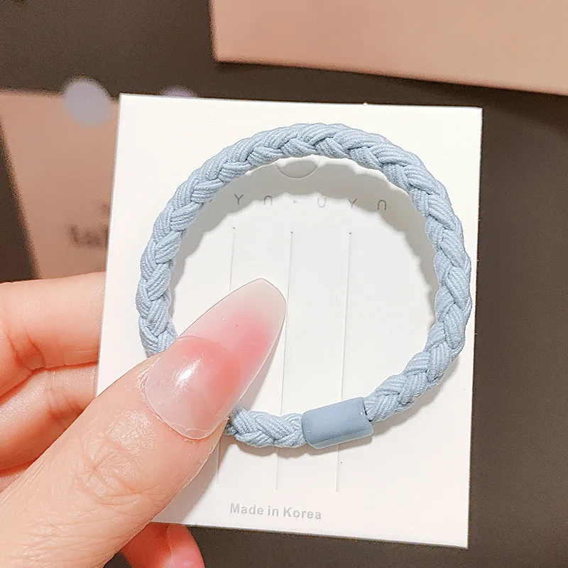 BELLEGIRL wholesale free sample fashion hair bands for women kids multi solid high quality polyester elastic twist hair ties