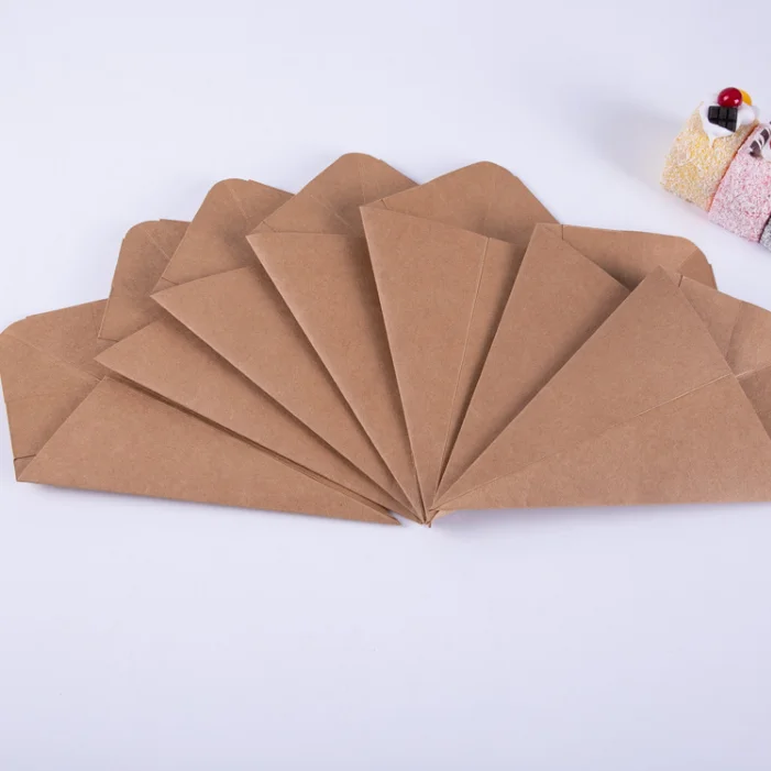 Disposable Chicken Rice Flower Box Potato Chip Cone Box Food Churros Packaging Kraft Paper Custom Different Shape Freely Samples