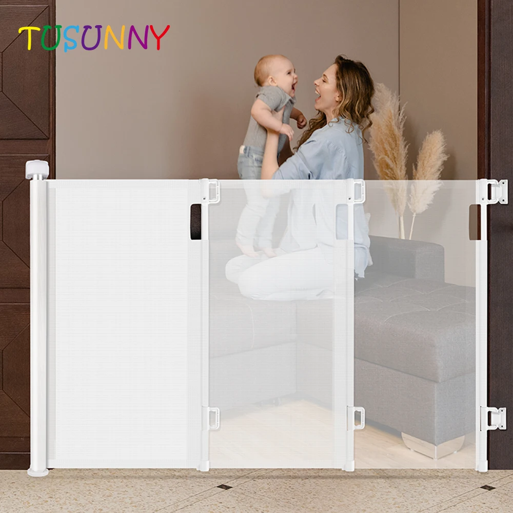 Retractable Baby Gate Child Safety Indoor/Outdoor Retractable Baby Gate Pet Barrier Gate