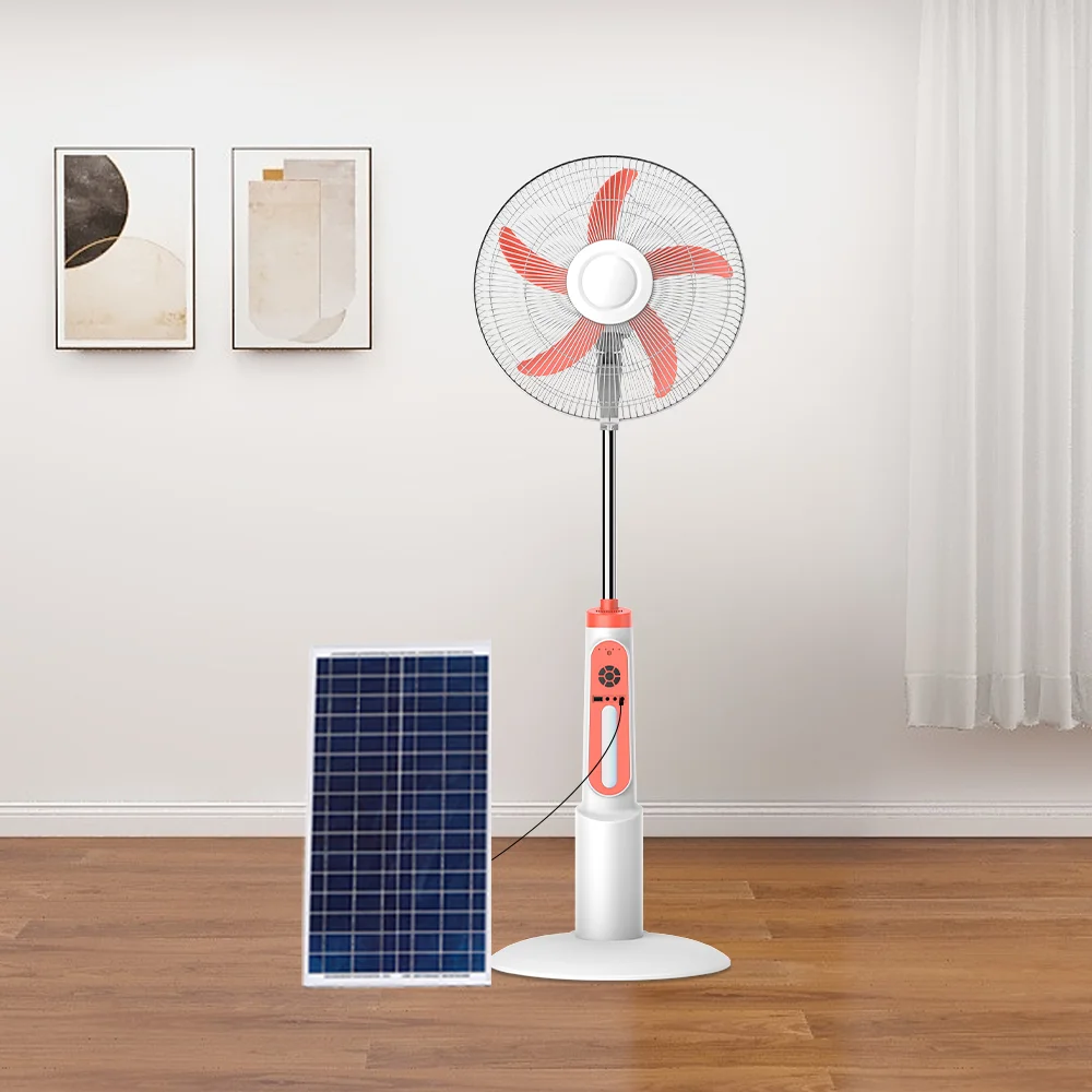 Premium Out Door Solar Pedestal Fan 12V DC 16Inch Solar Industrial Fan With Panel And Battery