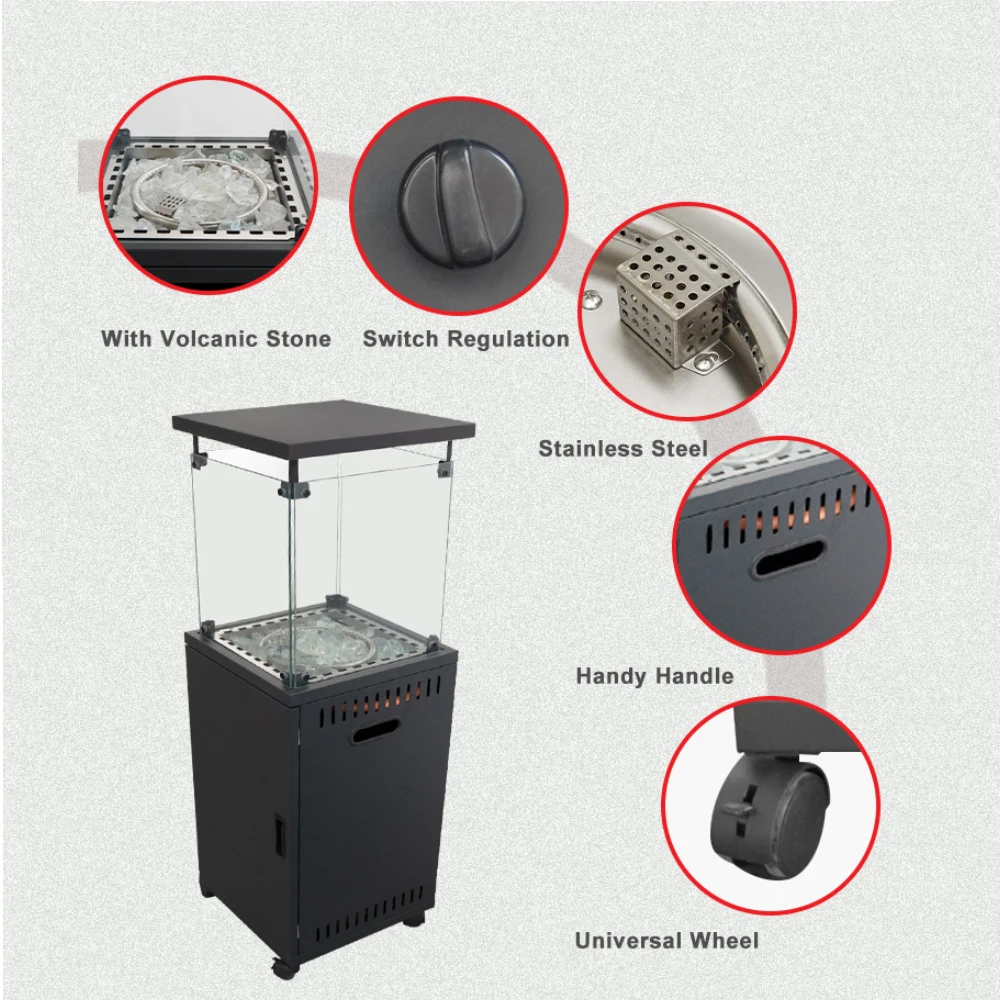 CE approved quartz glass tube patio heater real flame  outdoor gas patio heater