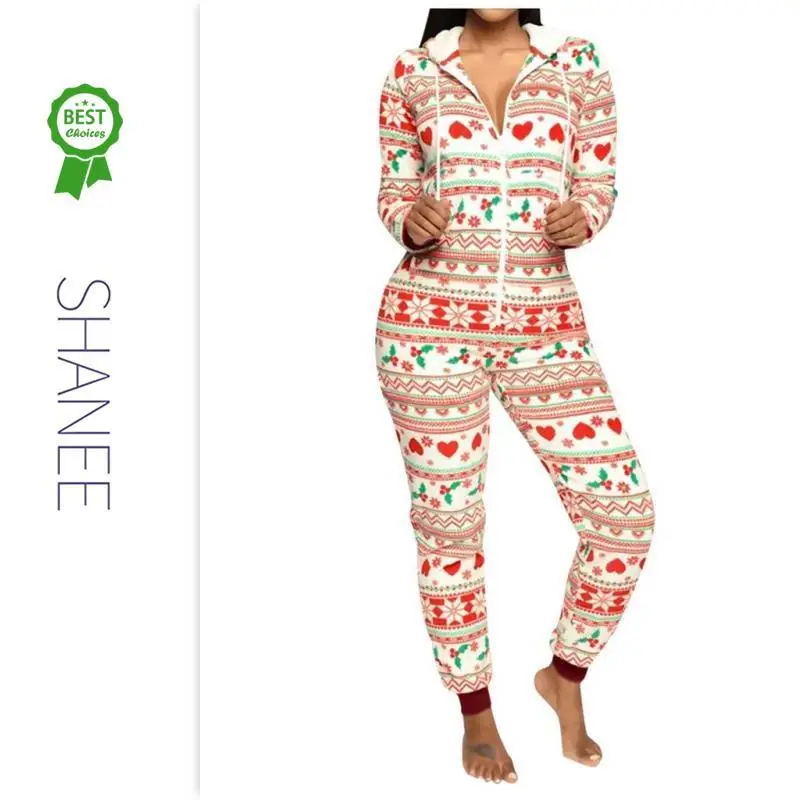 Женский фланелевый комбинезон SHANEE с длинным капюшоном модель