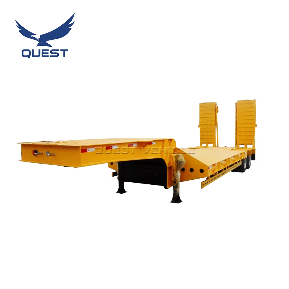 QUEST Vehicle Cheap Price 2 Axles 30-40 Tons Low Bed Semi Trailer Efficient Truck Trailer