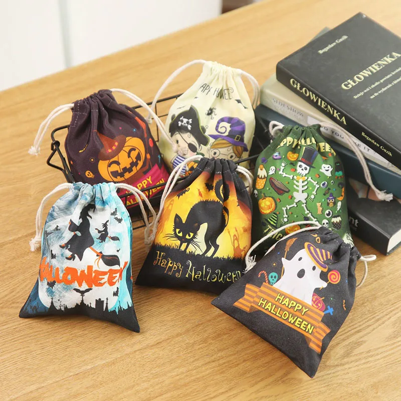 Halloween Decoration Candy Bag Party Decor Supplies Bundle Pocket Gift Tote Ghost Festival Portable Pumpkin Witch Bags For Kids