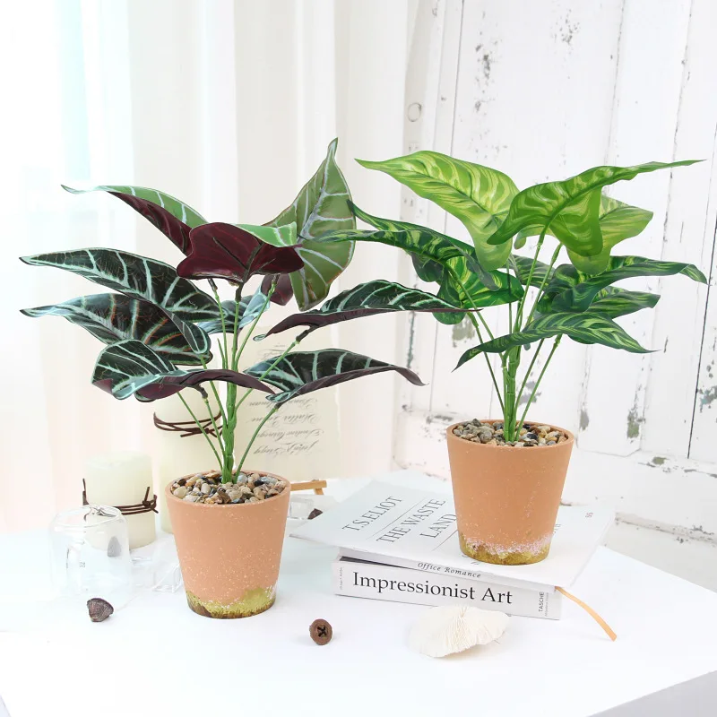 bonsai plastics artificial banyan tree in pot for table top decor