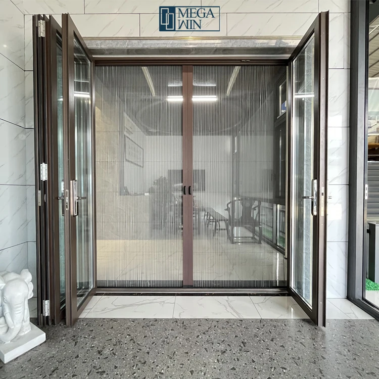 Foshan Doors And Windows Factory Price Patio Double Glazed Glass Exterior Sliding Bifold Aluminum Door
