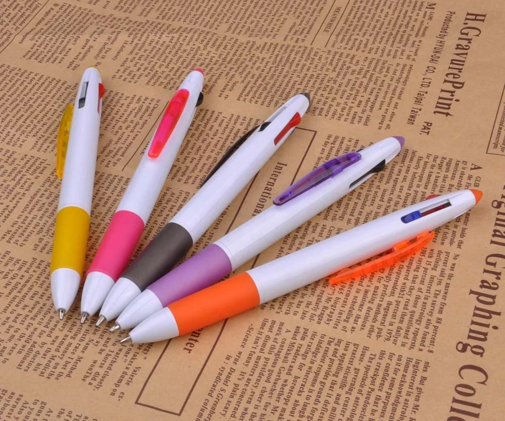 High quality 3 color ball pen/3 in 1 multicolor pen