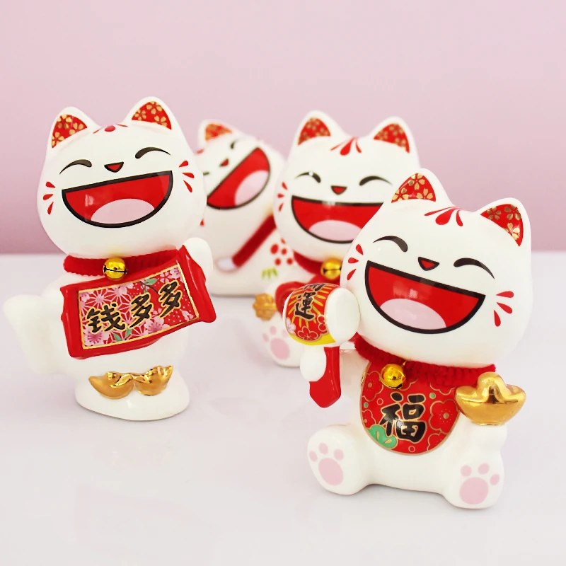 BONWILL Laughing Lucky Cats Cat Gold Money Decorations for Home Fathers Day Gifts for Best Wishes