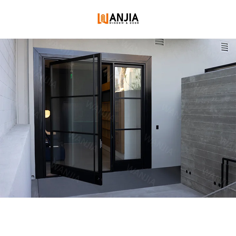 WANJIA commercial Aluminium Patio Exterior Front Entry Glass Door Front Entry Aluminum Pivot Glass Door Aluminium Pivot Entry Do