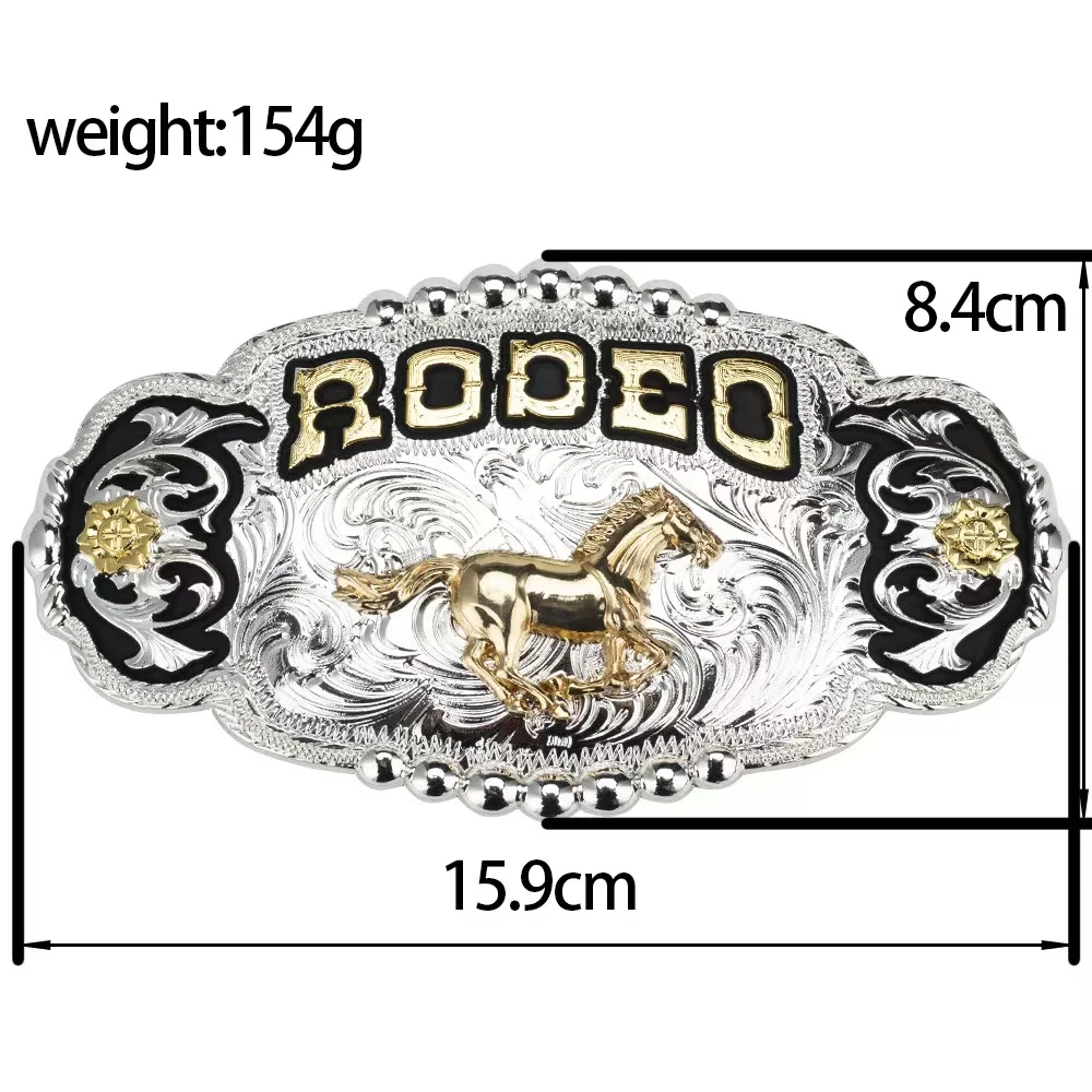Two tone shiny gold silver western belt buckle fashion designer equestrian decoration buckle denim western belt buckle men
