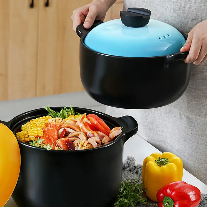 Ceramic Casserole Clay Cooking Kitchen Soup Food Warmer Cookware Home Hot Pot Casseroles With Lid