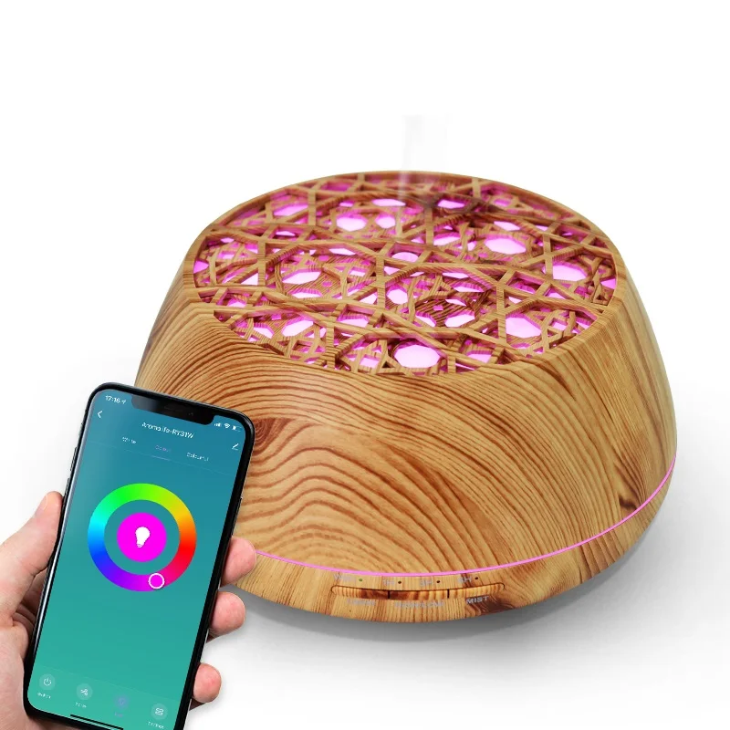 Smart Wifi Wireless Essential Oil Aromatherapy Diffuser with Alexa Google App Voice Control 400ml Ultrasonic Diffuser Humidifier