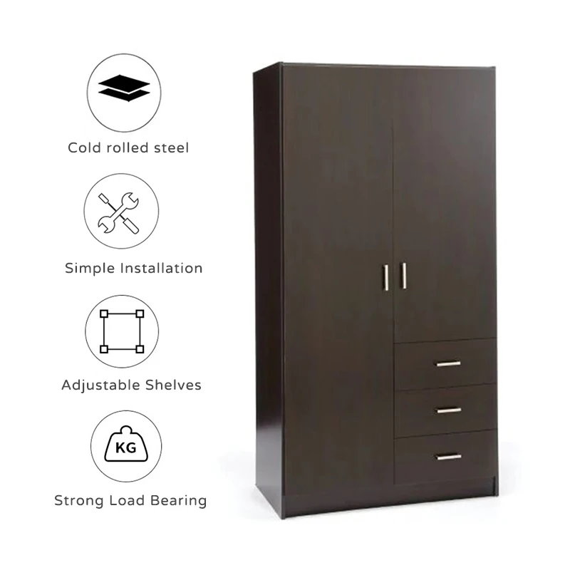 Black 2 Double Door Metal Wardrobe/Godrej Steel Almirah Designs With Price