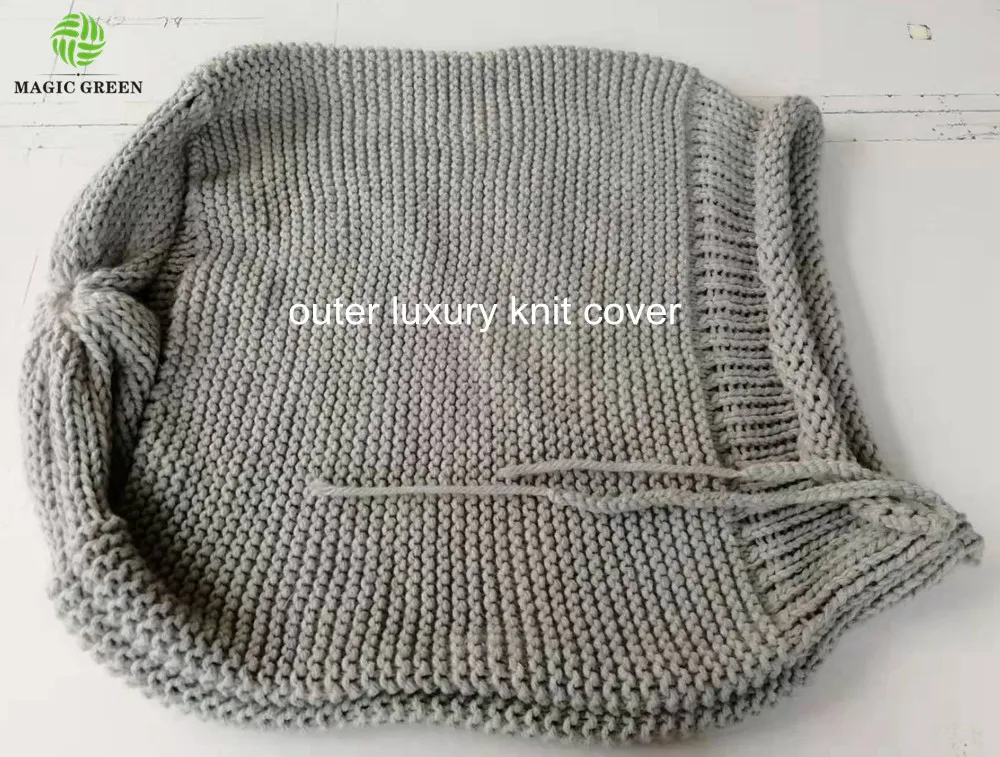 removable machine wash 100%acrylic cotton hand chunky crochet cable knit floor round seat bean bag pillow cushion pouf cover