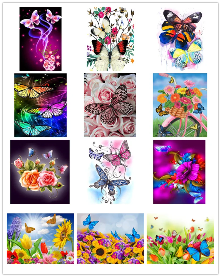 Wall Decoration Painting Handmade Kits 3D Colorful butterfly Diamond Embroidery Mosaic