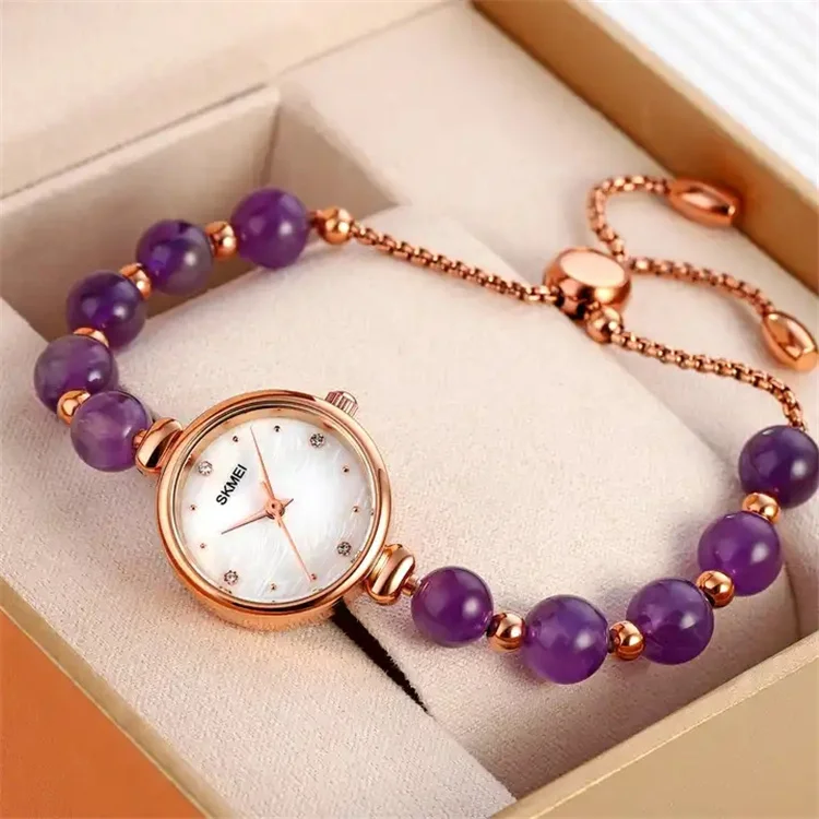 SKMEI Women Romantic Quartz Watches natural stone Female Clock pearl Bracelet Ladies Wristwatches Relogio Feminino Relojes 1983